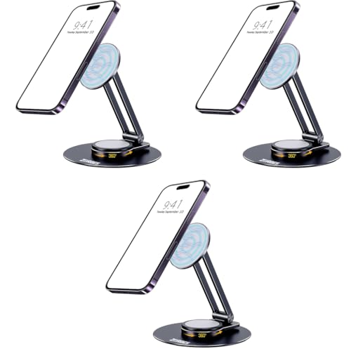 ZORBES® Magnetic Desk Phone Stand for iPhone 14 13 12 Series Aluminum Holder with 360 Rotation Base Adjustable Foldable Mobile Compatible Pro Max Mini Mag Safe Case 3PCS ZORBES® Magnetic Desk Phone Stand for iPhone 14 13 12 Series Aluminum Holder with 360 Rotation Base Adjustable Foldable Mobile Compatible Pro Max Mini Mag Safe Case 3PCS